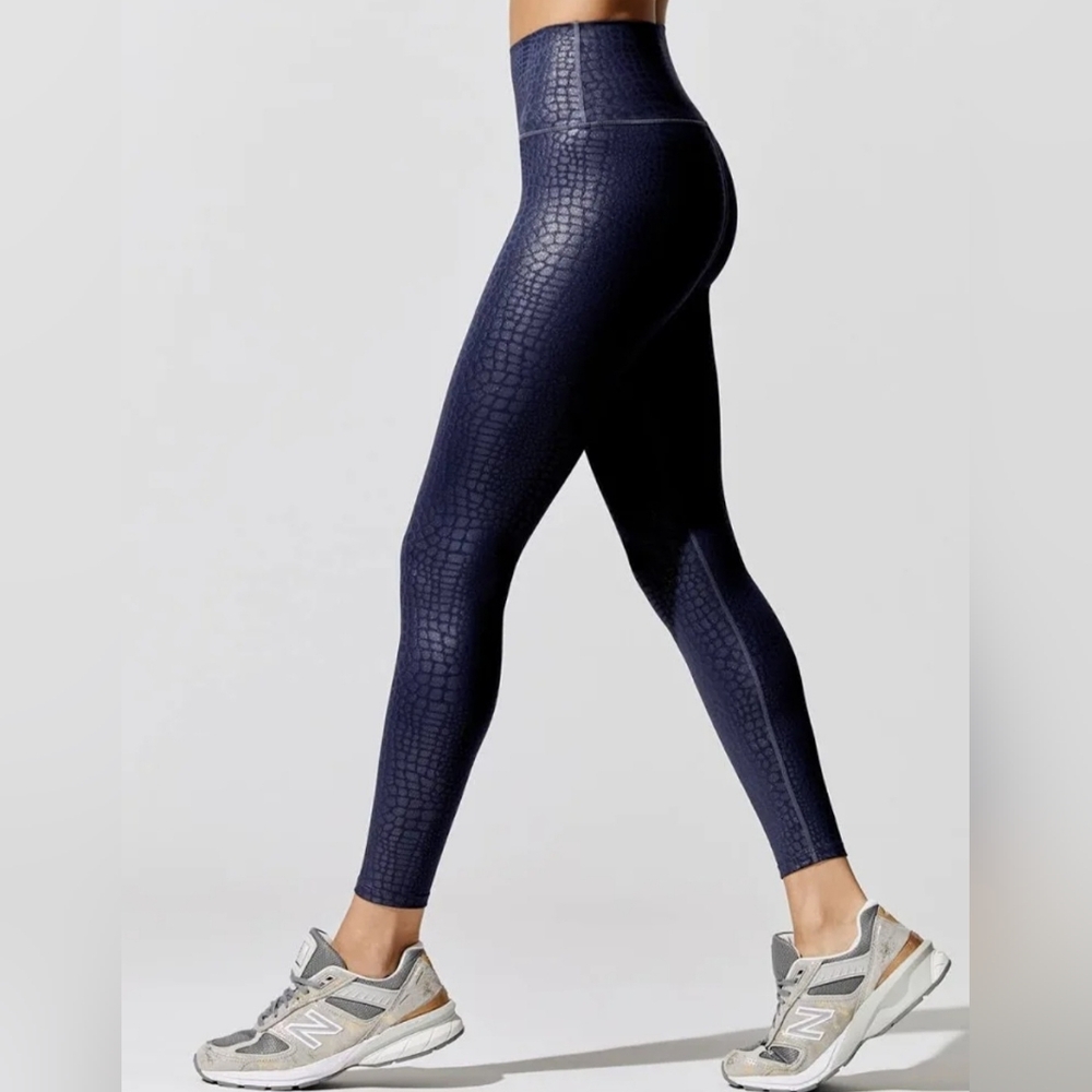 Carbon38 Crocodile Foil Navy Blue Legging. Size Small